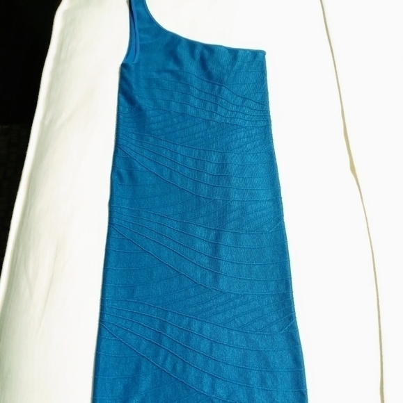 Bebe One Shoulder Bodycon Dress Aqua Knit Small - Picture 9 of 11